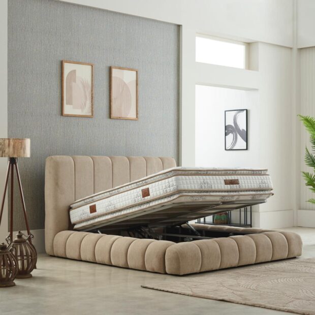 מיטה זוגית דגם מונרו בז