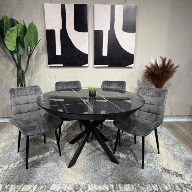 פינת אוכל ארקוס דמוי שיש שחור