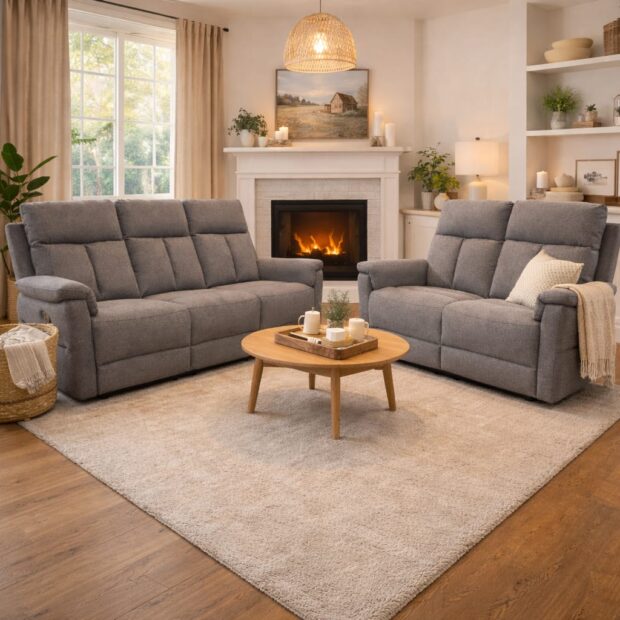 סלון ריקליינרים A5643 אפור